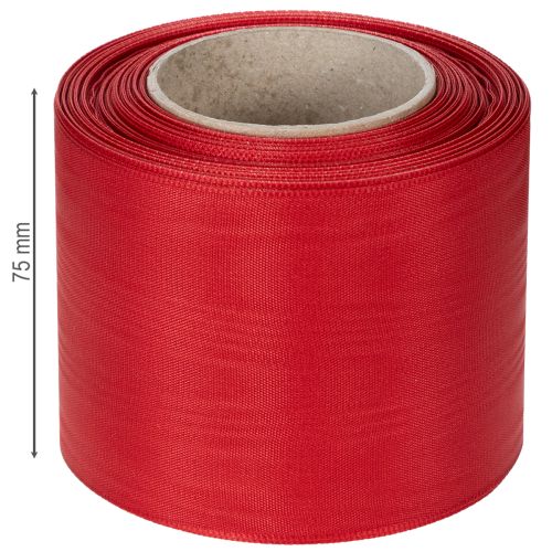 Artikel Kranzband Rot 75mm x 25m - Trauerfloristik & Dekoration, Robustes Schleifenband für Beschriftungen