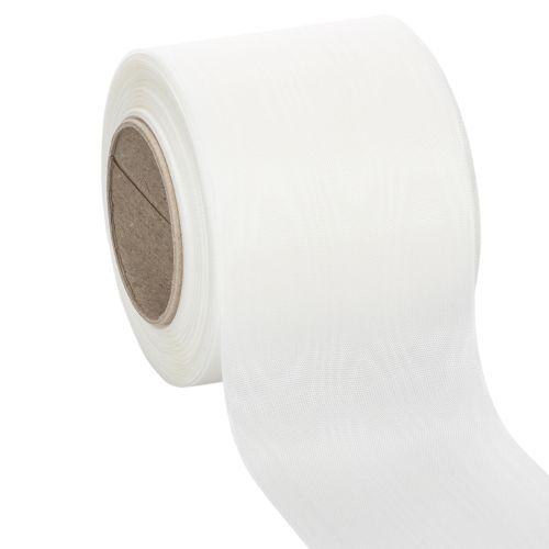 Floristik21 Kranzband Weiß Hochwertig 75mm x 25m - Dekoband für Floristik und Trauerfeiern, ideal zum Bedrucken
