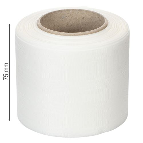 Artikel Kranzband Weiß Hochwertig 75mm x 25m - Dekoband für Floristik und Trauerfeiern, ideal zum Bedrucken