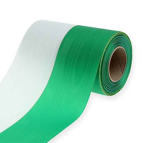 Artikel Kranzbänder Moiré grün-weiß 150mm 25m