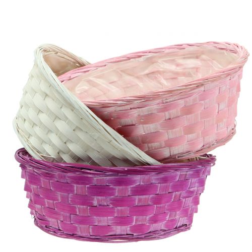 Floristik21 Spankorb rund Lila/Weiß/Rosa Ø25cm 6 St