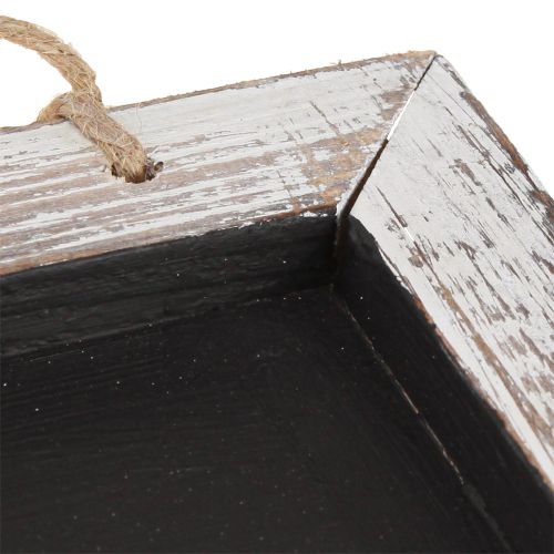 Artikel Schwarze Kreidetafel im Vintage Look mit weißem Rahmen und Jute-Aufhängung 24,5×20cm