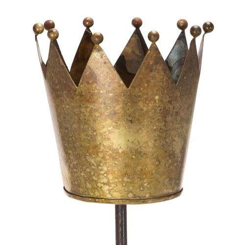 Deko-Krone auf Stab Metall 73cm Gold für Innen- und überdachte Außenbereiche