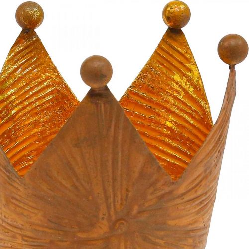 Floristik21 Teelichthalter Krone Rost Gold Optik Metall Deko H10cm