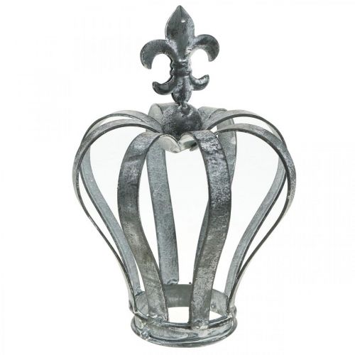 Dekokrone, Tischschmuck, Metalldeko Silbern, Weiß gewaschen H16cm Ø11cm Dekokrone, Tischschmuck, Metalldeko Silbern, Weiß gewaschen H16cm Ø11cm
