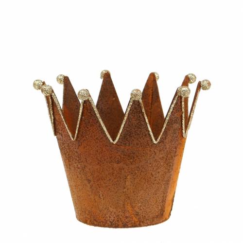 Dekotopf Krone Edelrost Gold Ø13,5cm H11,5cm 2St Dekotopf Krone Edelrost Gold Ø13,5cm H11,5cm 2St