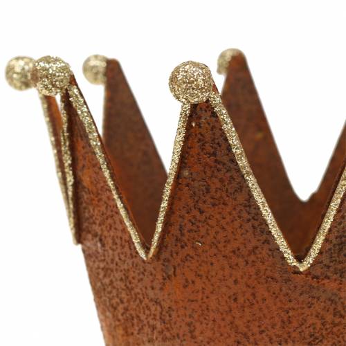 Dekotopf Krone Edelrost Gold Ø13,5cm H11,5cm 2St
