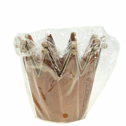 Dekotopf Krone Edelrost Gold Ø13,5cm H11,5cm 2St