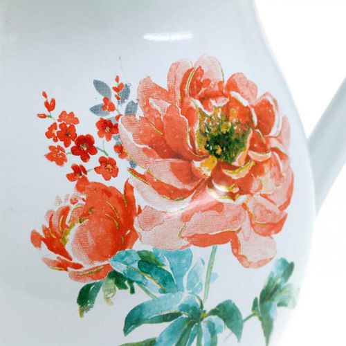 Floristik21 Deko-Krug, Blumenvase Vintage-Optik, Emaille-Krug mit Rosenmotiv H19cm