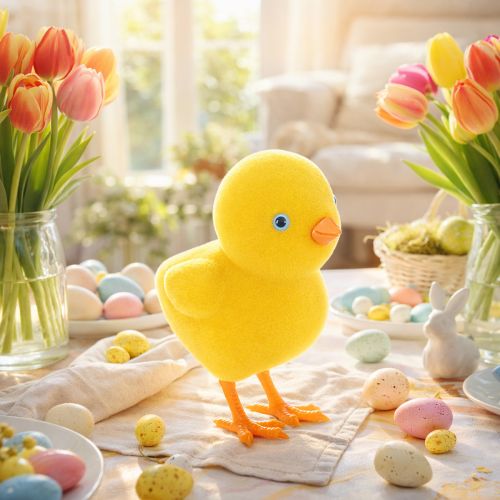 Artikel Kunststoff Kükenfigur 16 cm Tischdekoration Innenbereich 2 Stück