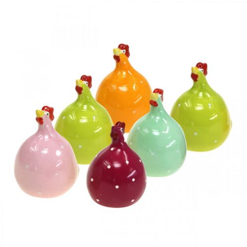 Floristik21 Deko Huhn Keramik Dekofigur Ostern Bunt Sortiert H6cm 6St