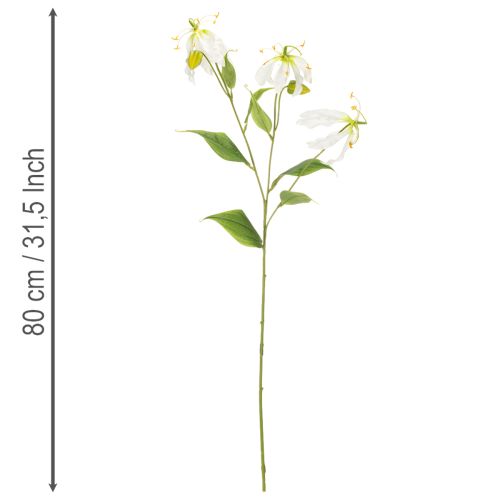 Künstlicher Gloriosa Blütenzweig 80cm Weiß Gelb Kunststoff Stoff 3 Stk | Floristik21.de