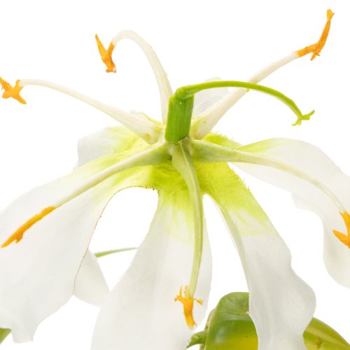 Künstlicher Gloriosa Blütenzweig 80cm Weiß Gelb Kunststoff Stoff 3 Stk | Floristik21.de