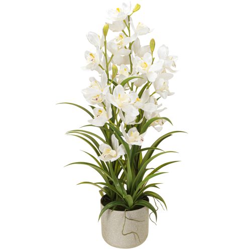 Artikel Künstliche Orchideen im Topf, Weiße Blüten, 80cm, Premium Dekor