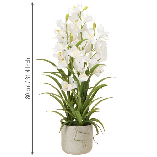 Artikel Künstliche Orchideen im Topf, Weiße Blüten, 80cm, Premium Dekor