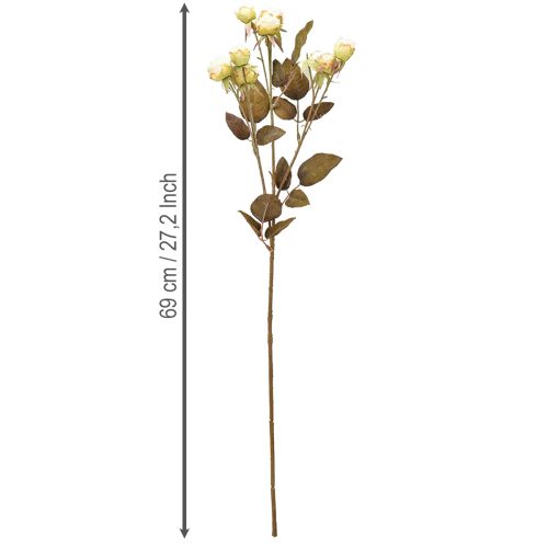 Artikel Künstliche Rosen verwelkt Drylook 9 Blüten Creme 69cm