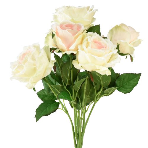 Floristik21 Künstliche Rosen Kunstblumenstrauß Rosen Creme Rosa Pick 54cm