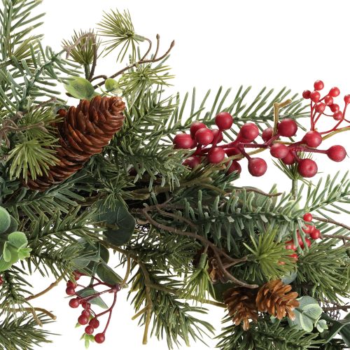 Floristik21 Künstlicher Weihnachtskranz mit roten Beeren und Tannenzapfen Ø45cm