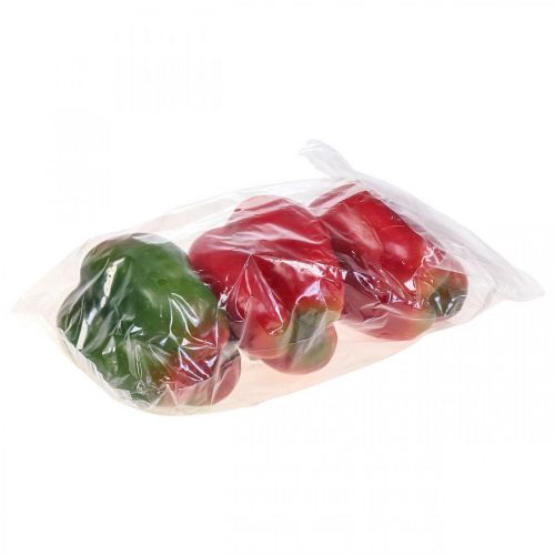 Floristik21 Künstliches Gemüse Deko Paprika Rot Grün Ø 8cm H13cm 3St