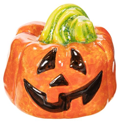 Deko Kürbis Keramik 8cm orange-grün für Innenraum Herbst und Halloween | Floristik21.de