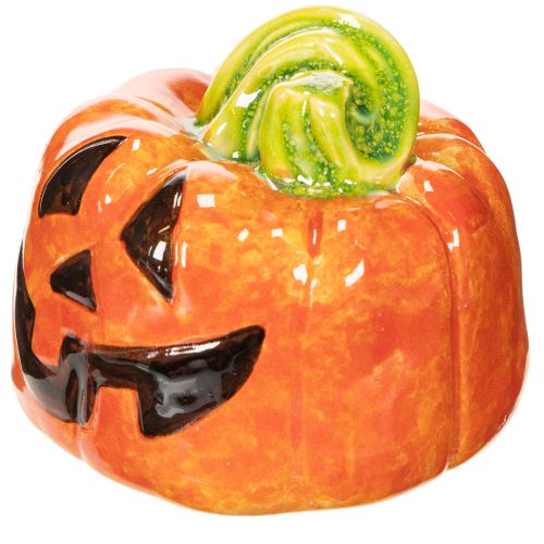 Deko Kürbis Keramik 8cm orange-grün für Innenraum Herbst und Halloween | Floristik21.de