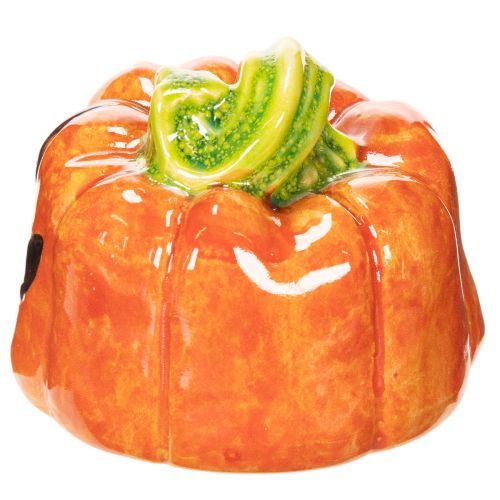Deko Kürbis Keramik 8cm orange-grün für Innenraum Herbst und Halloween | Floristik21.de