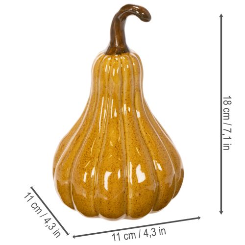 Dekokürbis Keramik 18 cm Dunkelgelb Braun Innenbereich | Floristik21.de