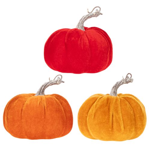 Stoffkürbis Set 3-teilig, 13 cm, Orange/Gelb/Rot, Tisch- und Innenraumdekoration | Floristik21.de