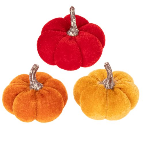 Deko Mini-Kürbisse aus Samt, 5 cm, 3 Farben, 12 Stück