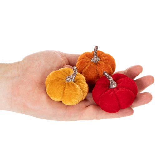Deko Mini-Kürbisse aus Samt, 5 cm, 3 Farben, 12 Stück | Floristik21.de