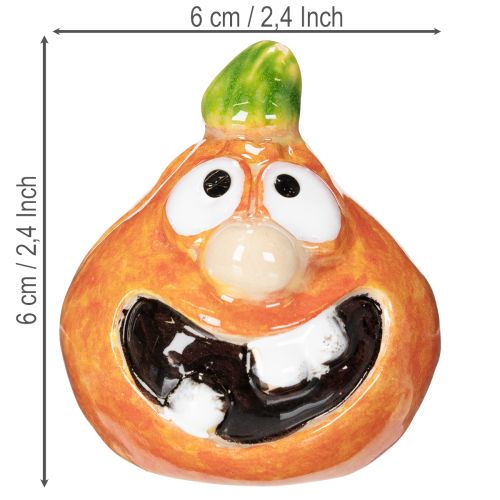 Dekofigur Kürbis aus Keramik, 6 cm, orange-grün, 2er-Set, für Innenbereich | Floristik21.de