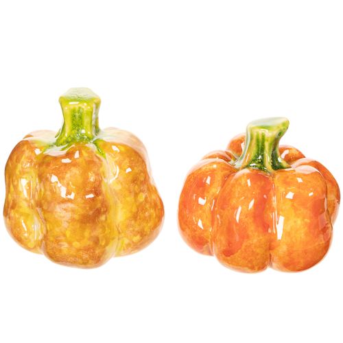 Deko-Kürbisse Keramik Orange-Grün 6cm 2er-Set Innenbereich