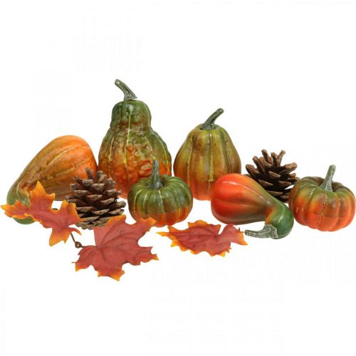 Floristik21 Kürbis Deko Zapfen Herbstblätter Herbst Deko Set 5-11cm