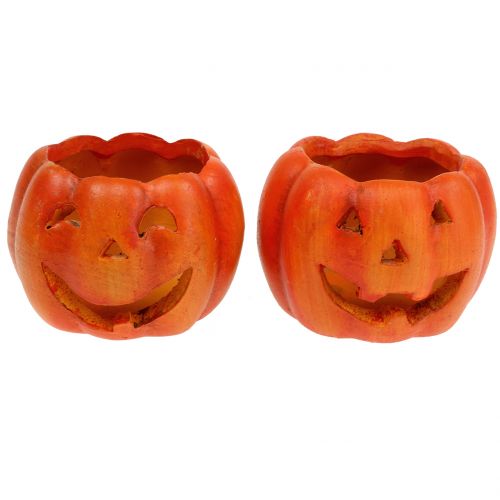 Kürbis Windlicht Orange Ø8,5cm H6,5cm 2St Kürbis Windlicht Orange Ø8,5cm H6,5cm 2St