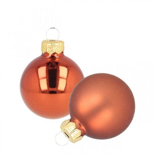 Floristik21 Mini Weihnachtskugeln Glas Rostrot Matt/Glänzend Ø2cm 44St