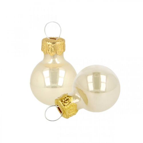 Floristik21 Mini Weihnachtskugeln Glas Creme Matt/Glänzend Ø2cm 44St