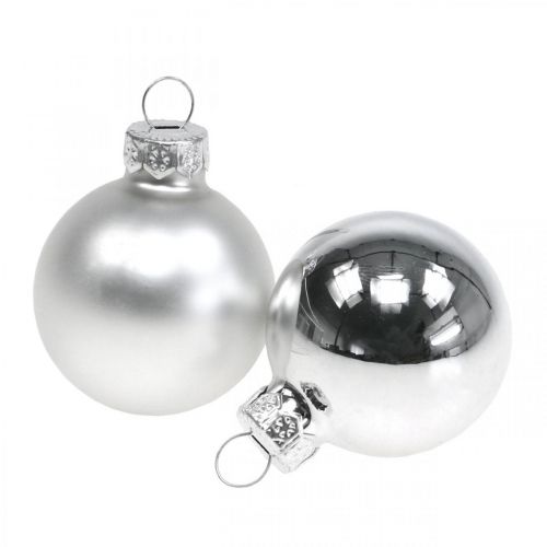 Floristik21.de Weihnachtskugeln Glas Silber Kugel Matt/Glänzend Ø4cm