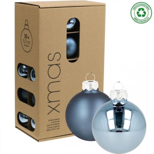 Floristik21 Weihnachtskugeln Glas Blau Matt Glänzend Ø5,5cm 26St