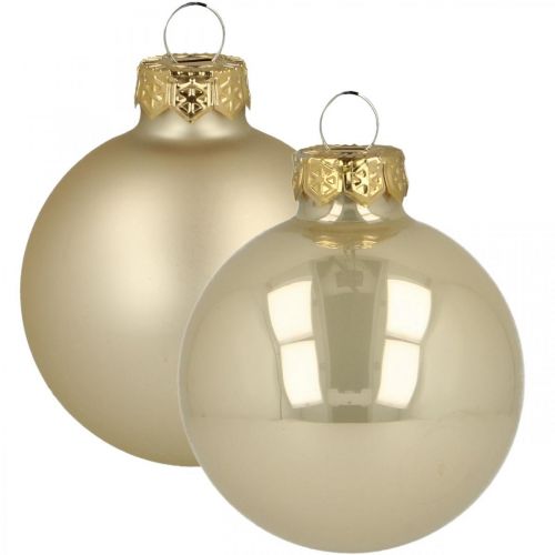 Floristik21 Weihnachtskugeln Glas Creme Matt Glänzend Ø5,5cm 26St