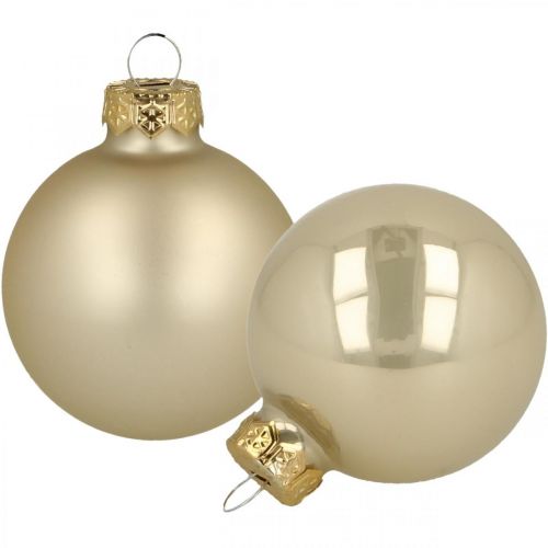 Floristik21 Weihnachtskugeln Glas Creme Matt Glänzend Ø5,5cm 26St