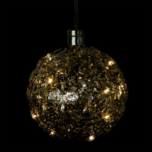Kugel Plastik Silber Ø20cm mit 15er LED und Batterien