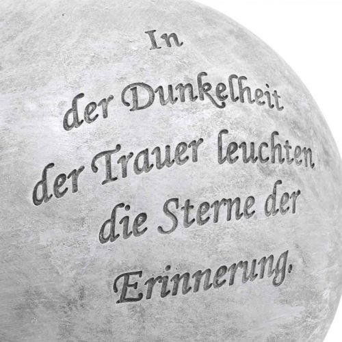 Grabschmuck Kugel mit Trauerspruch Grabdeko Grau, Weiß Ø17cm