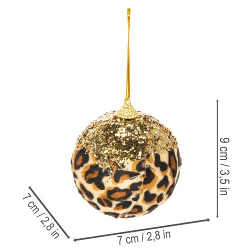 Weihnachtskugel Kunststoff Leopard Muster Gold Glitzer 7cm 3er Set | Floristik21.de