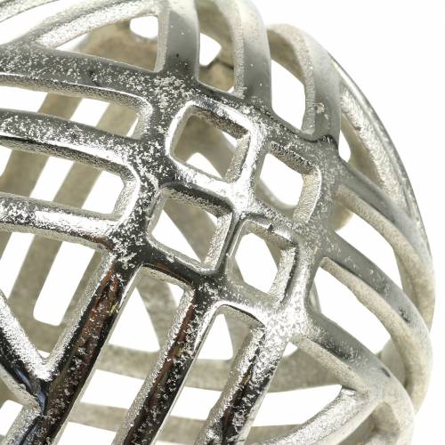 Floristik21 Deko Kugel durchbrochen Metall Silber Ø20cm