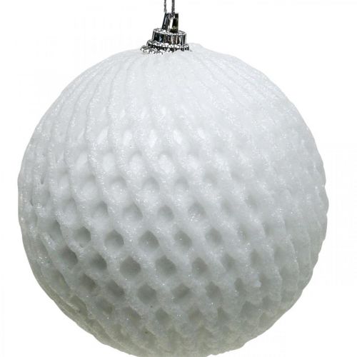 Floristik21 Weihnachtskugel Weiß Wabenmuster Christbaumkugel Ø8cm 6St