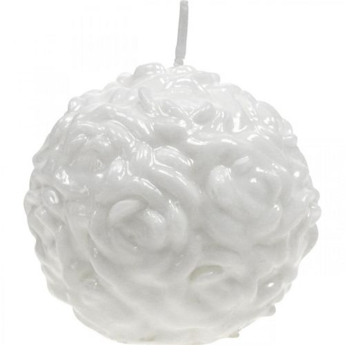 Artikel Kugelkerze Rosen Runde Kerze Weiß Kerzendeko Ø7cm