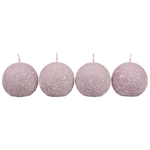 Artikel Runde Kerzen Lila Schneeball Glitter Kugelkerzen 8 cm 4 St