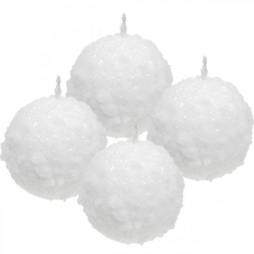 Floristik21 Adventskerzen, Kugelkerze, Schneeballkerzen 80mm 4 St