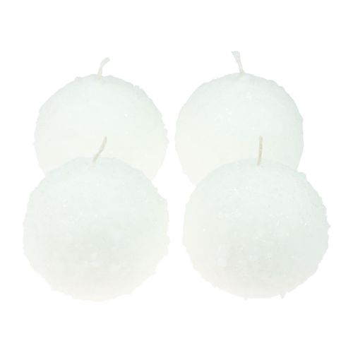 Floristik21 Kugelkerzen Weiß Schneeball Kerzen Kugelkerzen Ø10cm 4St