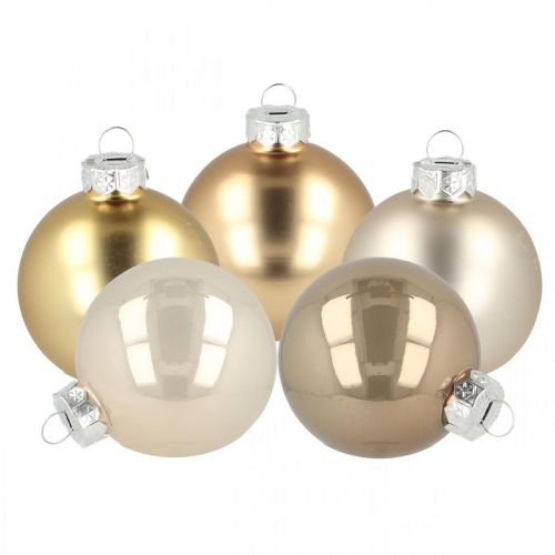 Floristik21 Weihnachtskugel Metallic und Creme Ø6cm H6,5cm Echtglas 24St